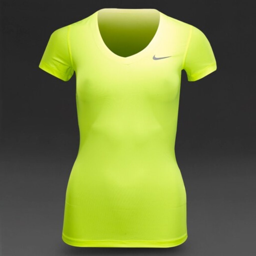 Nike Women's Pro Core T-Shirt VOLT/LIGHT A…